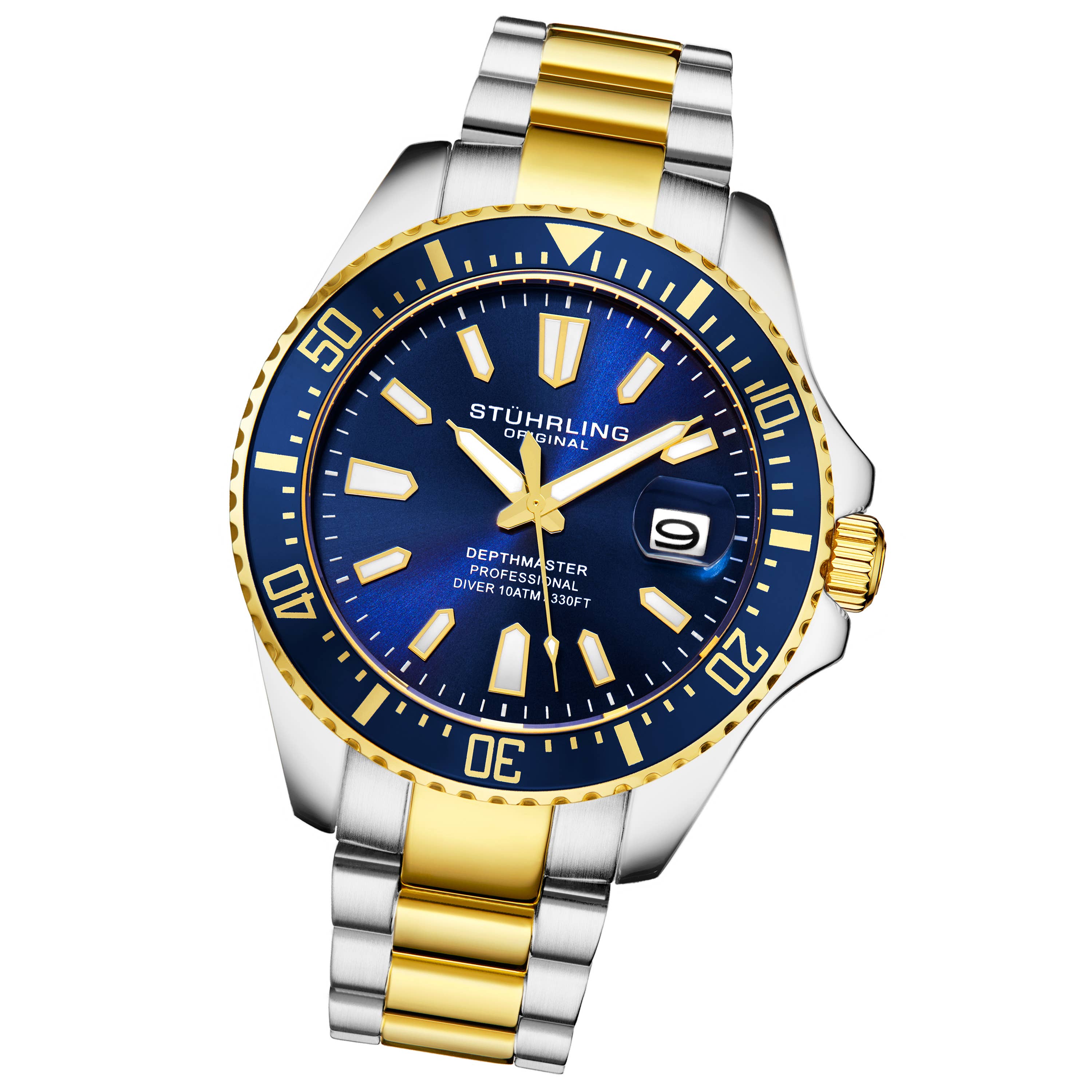 Depthmaster 3950A Quartz 42mm Diver Blue Dial / Silver Case / Gold Bracelet