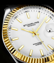 Lineage 3935 Quartz 42mm Classic White Dial / Silver Case / Two Tone Gold Bracelet