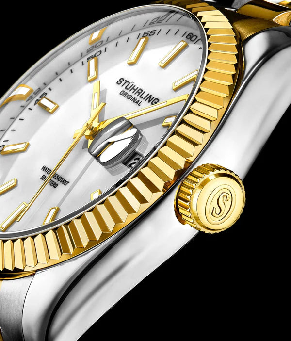 Lineage 3935 Quartz 42mm Classic White Dial / Silver Case / Two Tone Gold Bracelet