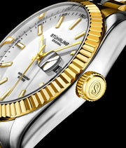 Lineage 3935 Quartz 42mm Classic White Dial / Silver Case / Two Tone Gold Bracelet