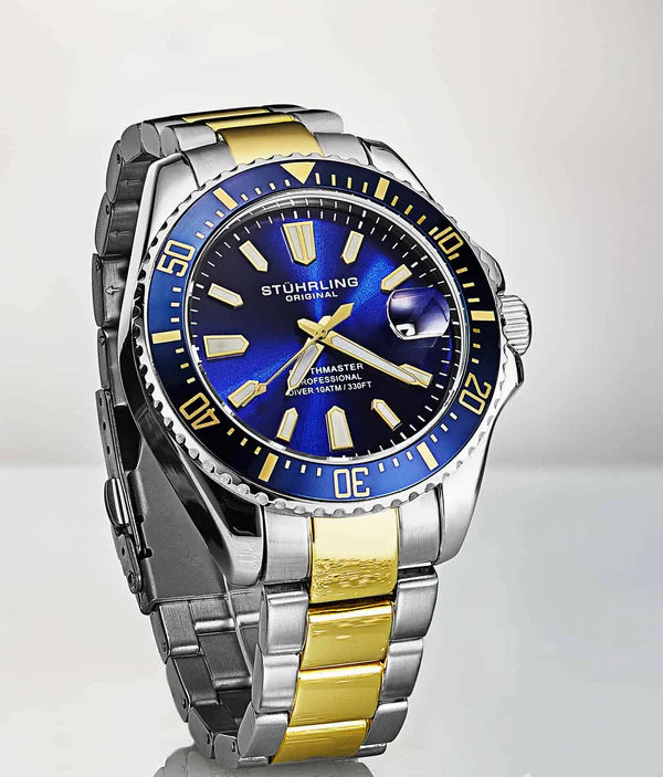 Depthmaster 3950A Quartz 42mm Diver Blue Dial / Silver Case / Gold Bracelet