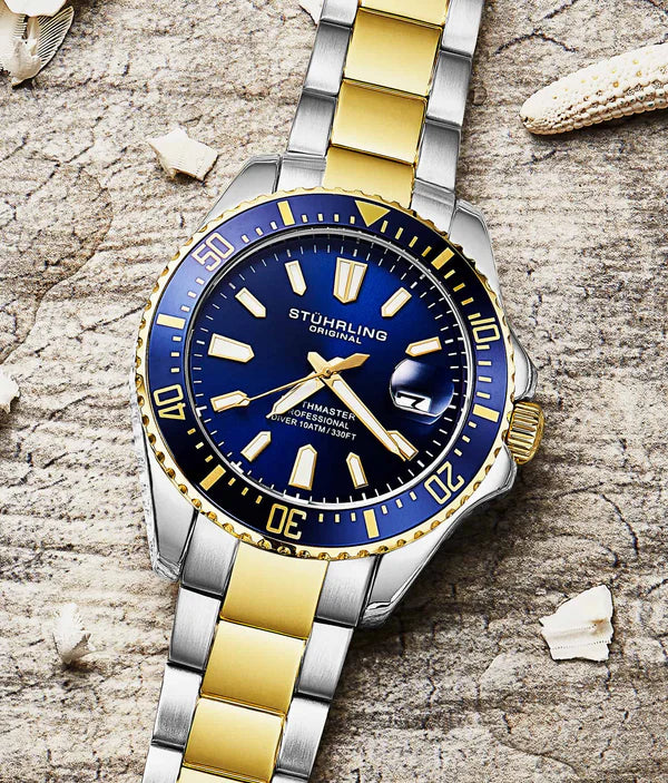 Depthmaster 3950A Quartz 42mm Diver Blue Dial / Silver Case / Gold Bracelet
