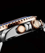 Brigadier Quartz 3966 Chronograph 42mm Diver White Dial / Blue Bezel / 2 Tone Rose Bracelet