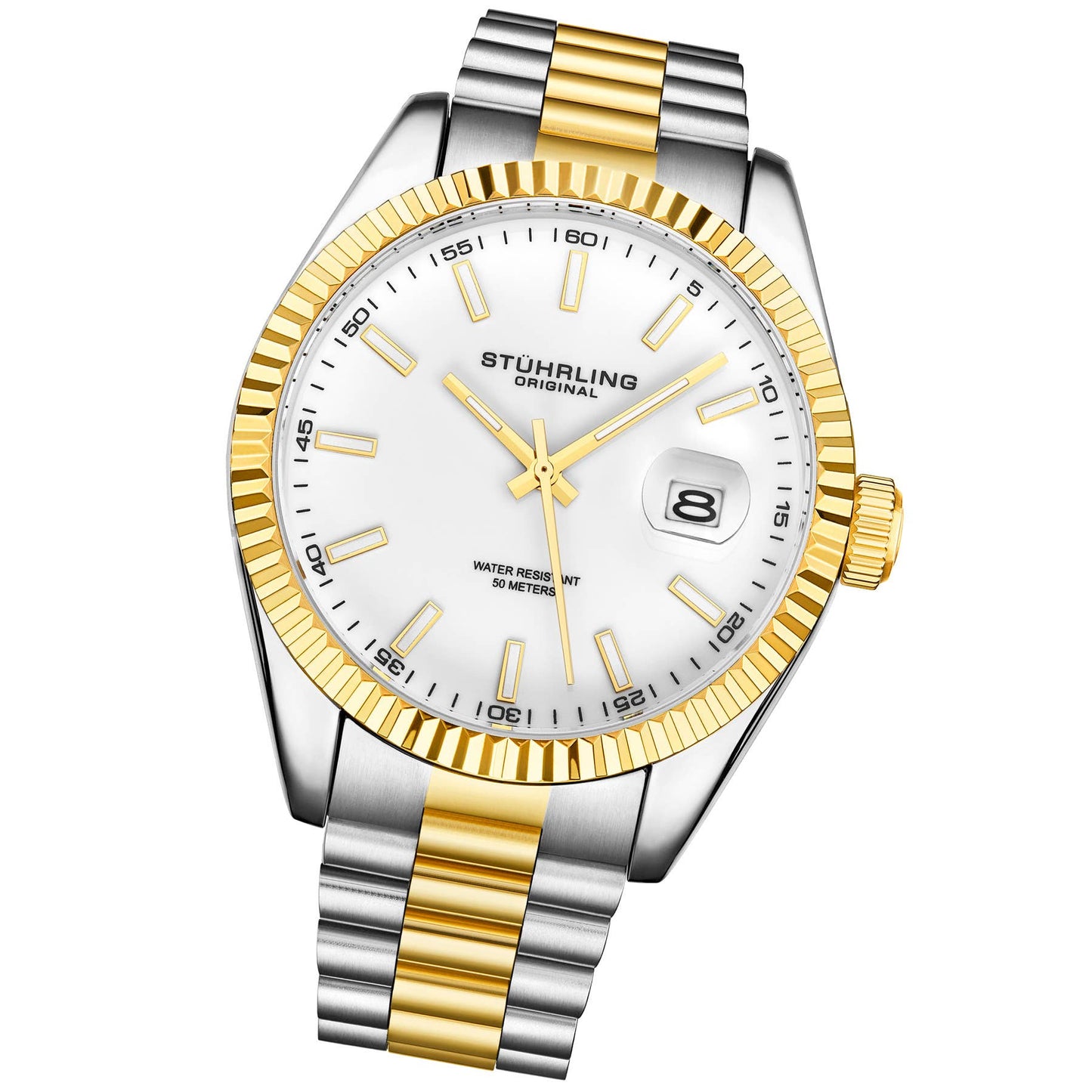 Lineage 3935 Quartz 42mm Classic White Dial / Silver Case / Two Tone Gold Bracelet