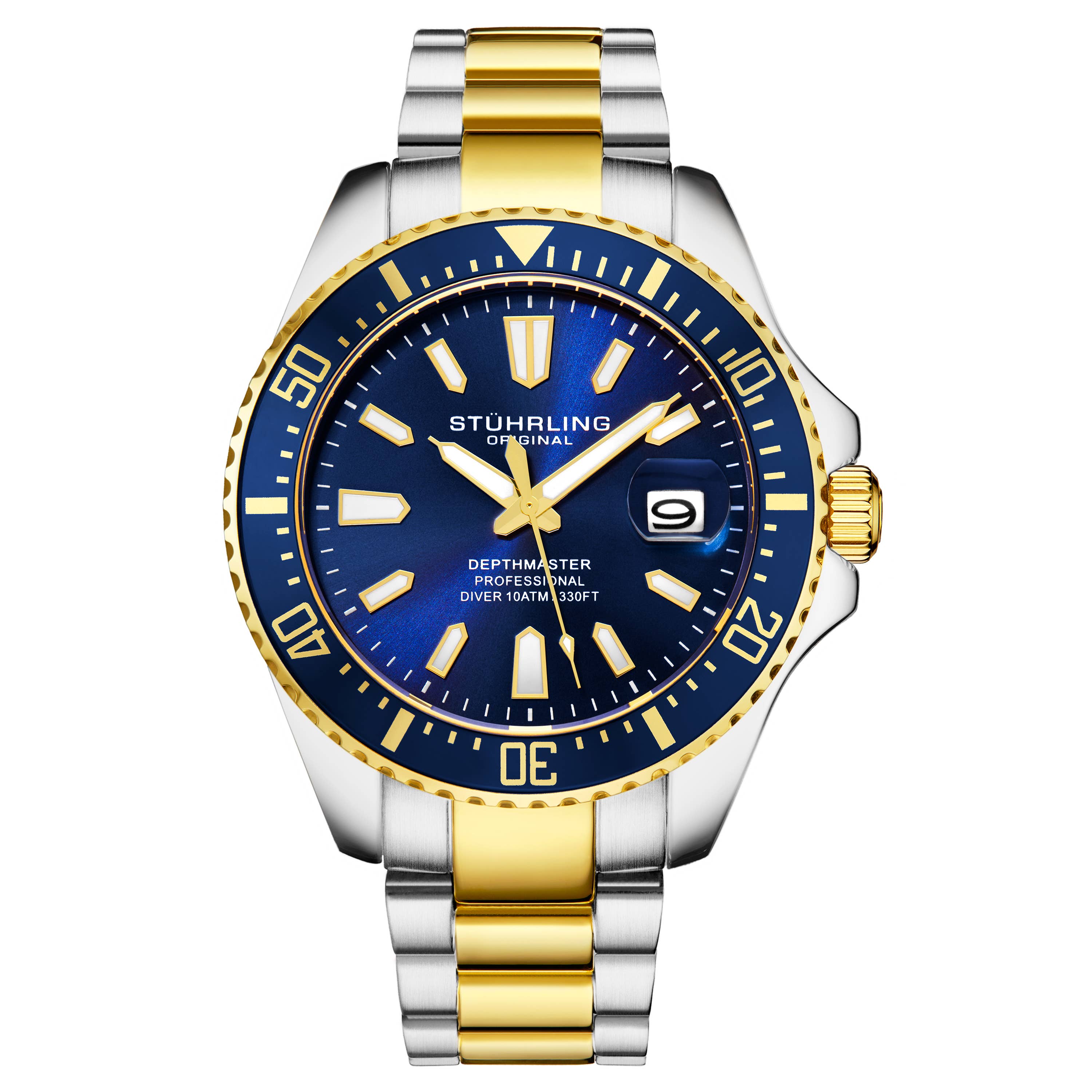 Depthmaster 3950A Quartz 42mm Diver Blue Dial / Silver Case / Gold Bracelet