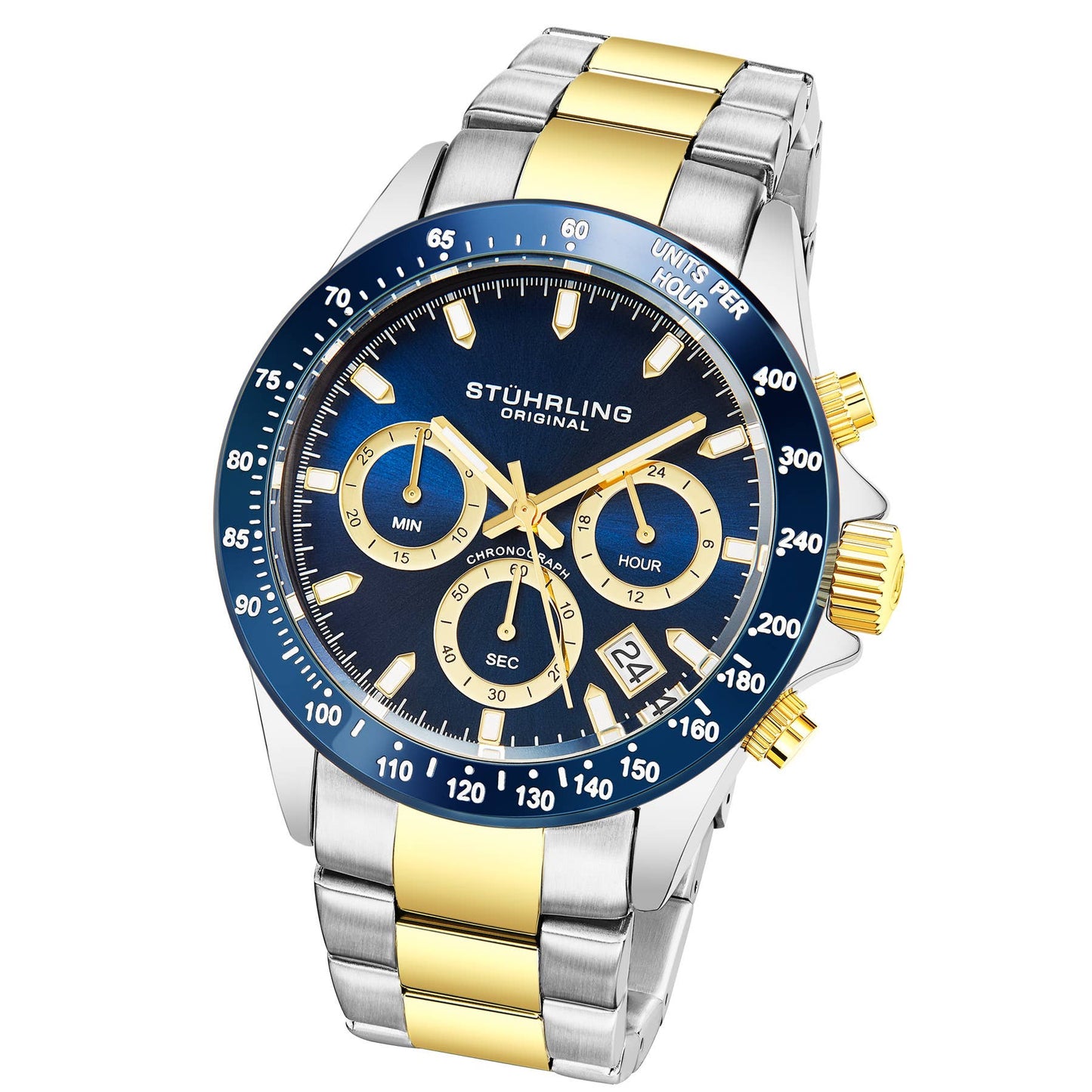 Ultima 3960 Quartz 42mm Chronograph Blue Dial / Silver Case / Gold Bracelet