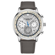 Monaco Chronograph with Tachymeter Quartz 3986L 44mm Watch Silver Dial / Silver Case / Grey Leather Strap